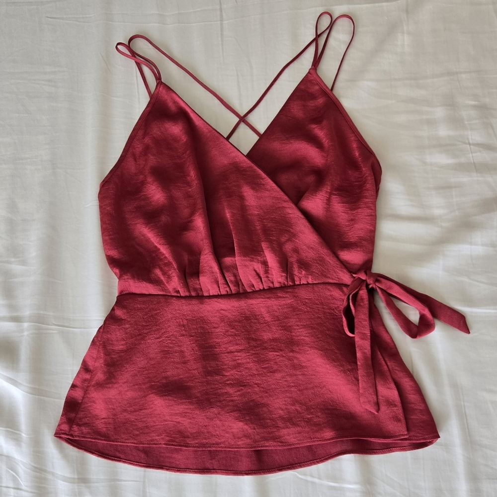 Express Elegant Wine Red Wrap Top Size XS